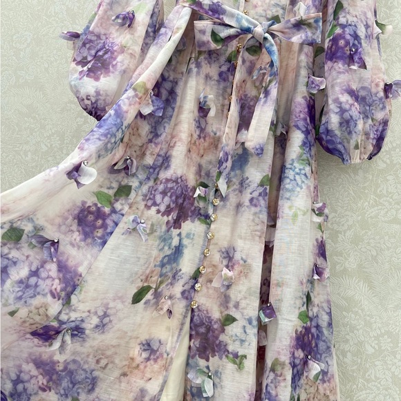 Zimmermann Purple Floral Long Sleeve Dress - Picture 4 of 7